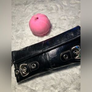 RARE Vintage 1980’s Kathy Van Zeeland Clutch Purse (Glossy Black)